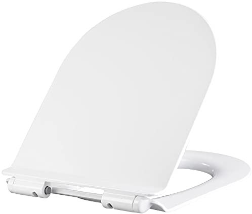 BadeStern Klodeckel: Flacher WC-Sitz, D-Form, Absenkautomatik, antibakteriell beschichtet (WC Deckel, WC Brille, Badezimmer)