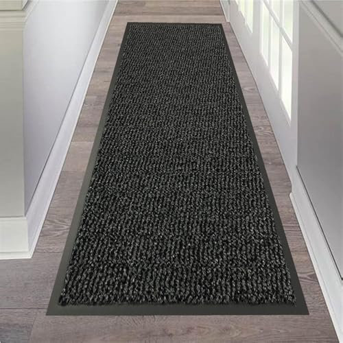 GULLAMBO Hallway Runner Grey Rug - 60cm x 6 Ft Non Slip Kitchen Rugs for Kitchen, Stair & Doorway - Washable Rubber Backed Carpet Runner and Runner Rugs - Durable Indoor Floor mats for Home