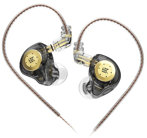 Yinyoo Auriculares KZ EDX Pro con 1DD, EDX Pro con Cable en los Auriculares HiFi de Graves Profundos con 1DD Nuevo Controlador dinámico de 10 mm con Cable Desmontable (Negro, sin micrófono)…
