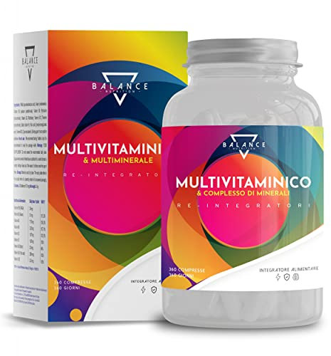 BALANCE NUTRITION MULTIVITAMINICO e MULTIMINERALE - 360 COMPRESSE (Scorta 1 Anno) Completo | Integratore con Vitamine A, B,o C, D3, E, Zinco, Selenio, Rame | Prodotto in Italia