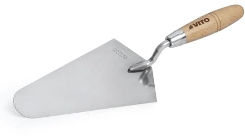 VITO - Truelle de maçon 220mm Acier Inox Forme forgée ronde Manche bois