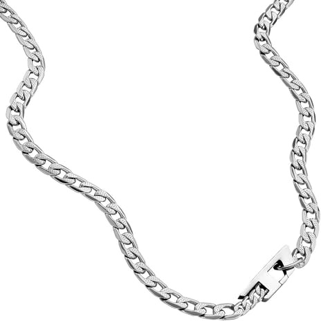 Diesel Collier pour homme en acier inoxydable avec fermoir mousqueton