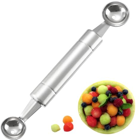 Scoop per anguria, scavino per frutta a doppia testa,Scooper per frutta in acciaio inossidabile con taglierino per anguria | Gadget da cucina a doppia faccia, materiale alimentare per gelato, anguria,
