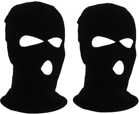 ATSNOSH 2 Piezas Pasamontañas de Cara Completa 3 Agujeros, Máscara de Esquí Para Hombre y Mujer, Invierno de Punto, Prueba de Viento Calientes, Para Moto
