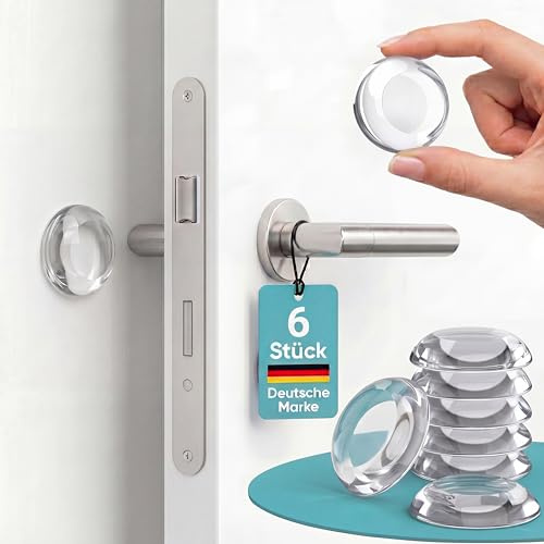 Homery Dörrstopp vägg självhäftande transparent [6 stycken] dörrbuffert 50 x 12 mm extra tjock, dörrstoppsbuffert som dörrhandtagstopp, väggskydd dörrhandtag, väggstopp för dörrar, dörrstopp