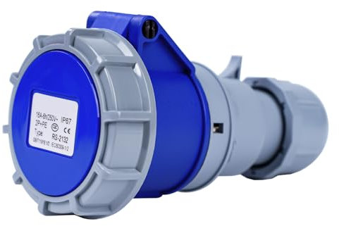 250V 16A 2P+E Adattatore Industriale, Adattatore Elettrico Cee/Presa A 3 Pin Ip67 Connettore di Accoppiamento per Presa di Ingegneria Ignifugo Impermeabile (Presa)
