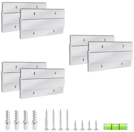 French Cleat Mirror Hanger Kit 10.2 cm 6 Pairs 22.7 kg Z Hanging Heavy Picture Mirror Frame Wall Mounting Bracket Aluminum Hardware Duty Clips Large Hangers Brackets Mount Cleats System Cabinet Metal