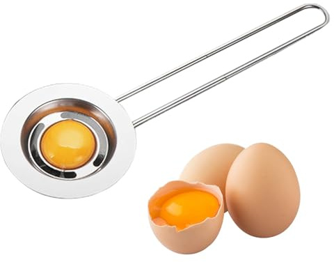 Herramienta separador de huevo, colador de huevo, Filtro de tamizado de clara de huevo, Herramienta separador de clara de huevo de acero inoxidable, separador de clara de huevo de mango largo