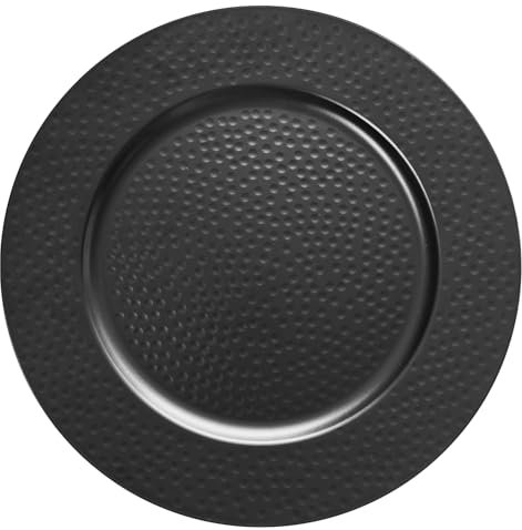 Opexscal Lot de 6 assiettes de présentation martelées noires élégantes de 33 cm pour décoration de fête de mariage