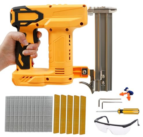 Clavadora inalámbrica compatible con batería DEWALT de 20 V, pistola grapadora eléctrica 2 en 1 con bloqueo de seguridad, 1000 clavos rectos y 500 clavos en forma de U para tapicería carpintería