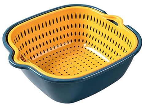 Multi purpose double wash basin draining basket Vegetable washing basket Household multifunctional fruit for washing and draining fruits, vegetables, bowls Kitchen colander set