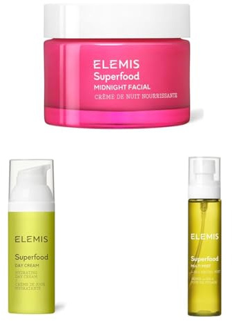 ELEMIS Skincare Trio – Superfood Midnight Facial, Superfood Day Cream & Multi Toning Mist