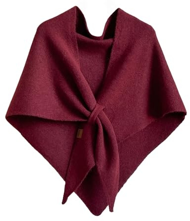 LIUYUYOUGO Châles Femme Châle Triangle Pour Femme Élégant Et Doux En Faux Cachemire Noué Sur Le Devant Tricoté Chaud Pour L'Hiver Poncho Cardigan Pour Robe De Soirée Noël Mariage Bordeaux Et
