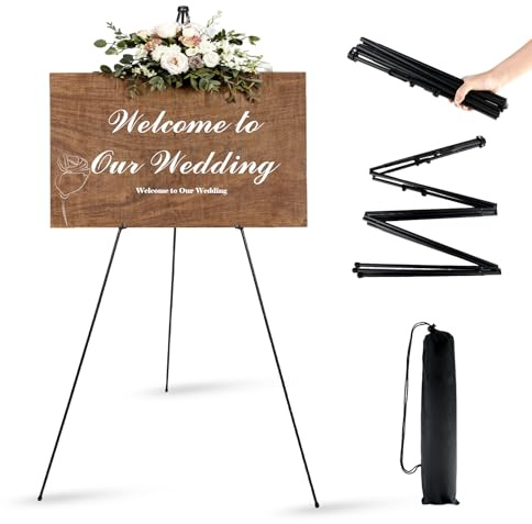 Caballete Plegable - 160cm Trípode Caballete Pintura, diseño plegable y telescópico, ideal para bodas, carteles y exposiciones de lienzos, negro