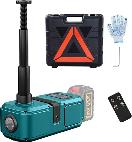 Cric idraulico 5T compatibile con Makita 18 V, cric elettrico con pompa gonfiabile e luce LED, 15,5 – 45 cm sollevatore per auto, SUV, berlina, MPV, cambio pneumatici (senza batteria)