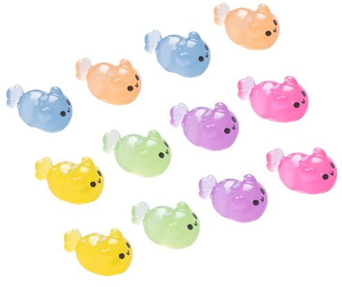 VILLFUL 12pcs Luminous Sea Slug Ornaments Mini Resin Ocean Animal Figurines Glow in The Dark Marine Decor for Aquarium and Fairy Garden Accessories