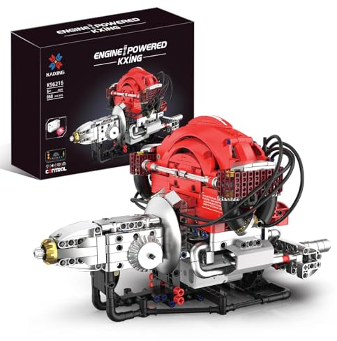V8 Motor byggstenar leksak, APP-styrd V8-motor byggsats bil klämbyggstenar teknikmodell, innehåller åtta cylindrar och batterilåda, som leksak/present/samlarobjekt för bil, lastbil, fans (B)