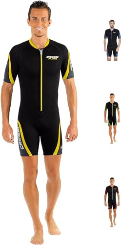 Cressi Playa Man Wetsuit 2.5 mm, Muta Shorty in Neoprene High Stretch Uomo, Nero/Giallo, S/2