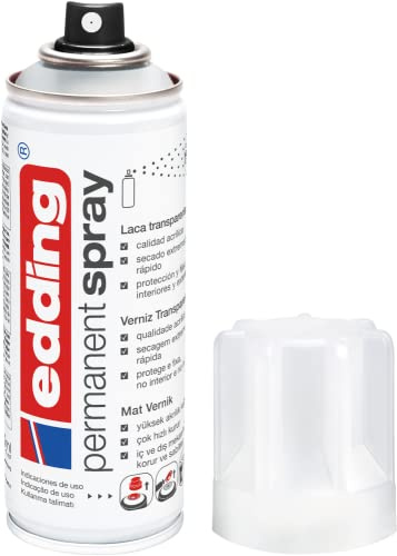 edding 5200 vernis clair permanent en spray - transparent et mat - 200 ml - vernis acrylique fini mat - pour fixer et protéger la peinture - vernis en aérosol