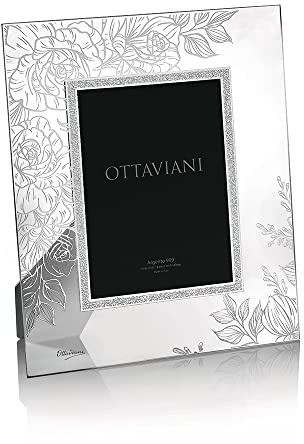 Ottaviani Portafoto della Collezione Rose in Cristallo e foglia argento Tecnologia Silver Foil cm 13x18