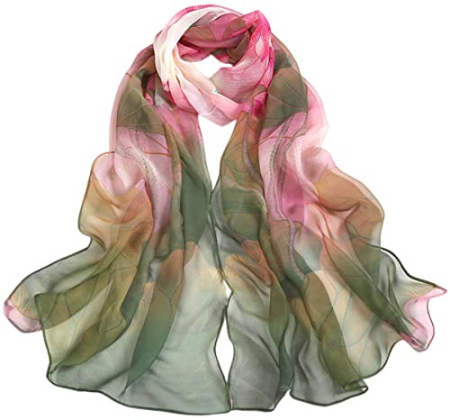 FAIRYGATE Women's Scarves & Wraps Ladies Chiffon Floral Printed Fashion Soft Long Silk Scarf Sheer Shawl for Teen Girls Mum's Gift 160cmx50cm 38005