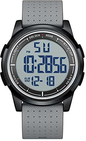 GOLDEN HOUR Ultra-Thin Minimalist Sports Waterproof Digital Watches Men with Wide-Angle Display Rubber Strap Wrist Watch for Men Women