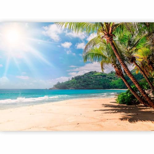 murando - Photo Wallpaper Tropical Island 350x256 cm / 138x97 - Non-Woven Premium Art Print Fleece Wall Mural Decoration Poster Picture Design Modern - Landscape Palm Tree Beach Sea b-C-10309-a-a