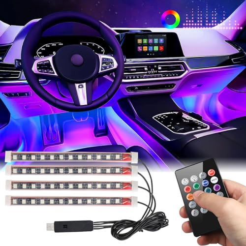 Car LED Lights Interior,Multi Color Interior car Lights,Car Strip Light Under Dash Lighting Kit with Sound Active Function and USB Port