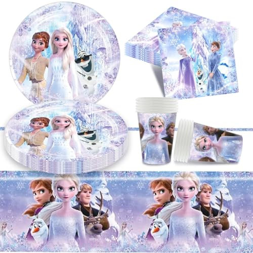 Philoctes Set di stoviglie per feste, set da 20 piatti, 20 bicchieri, 20 tovaglioli, 1 tovaglia, per feste di compleanno per bambini