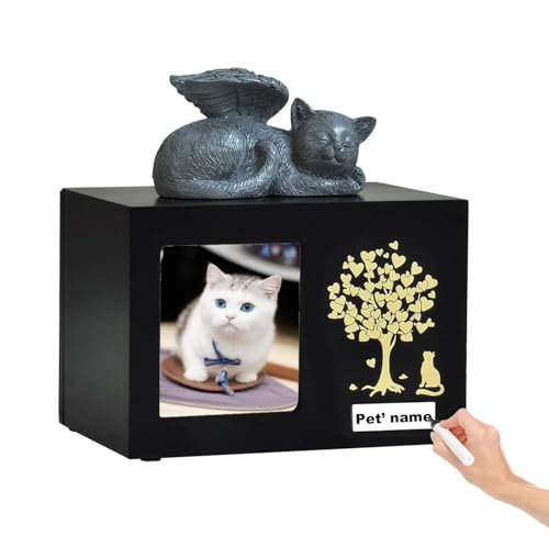 Urnas de Recuerdo Personalizadas para Gatos - Caja de Madera para Cenizas de Mascotas Con Foto - Regalo de Condolencias para Queridas Mascotas