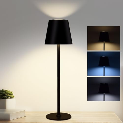 Jueholla Lampada da Tavolo, Lampada da Tavolo Senza Fili, con Batteria da 5200 mAh, Lampada a Batteria Ricaricabile con USB, IP54 Impermeabile per Soggiorno Camera da Letto Sala da Pranzo Bar