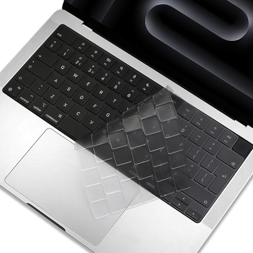 Tastaturabdeckung für 2025-2021 MacBook 14 Zoll (M5 - M1) Modell A3434 A3112, A3185, A3401, A3186, A3403, UK/EU-Layout TPU Tastatur Schutz Zubehör, transparent