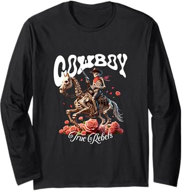 Skelett Reiter Cow Boy Cowboy True Rebels Knochen Pferd Langarmshirt