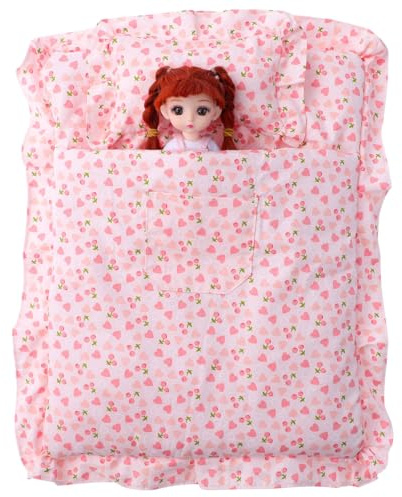 JOINPAYA Baby Strawberry Sleeping Bag 15.24 Inch Soft Cloth Miniature Dollhouse Bedding Accessory Realistic Pink Doll Sleep Bag for Bedroom Decor