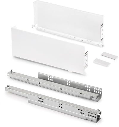 Emuca - Aussenschublade Simplex 25kg Höhe 159mm, Tiefe 440mm, Stahl, Weiß lackiert