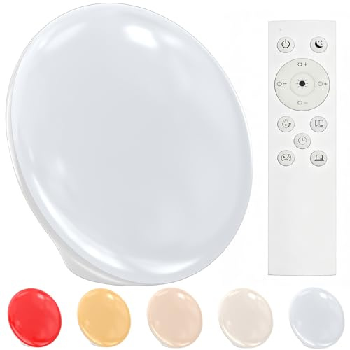 670nm Red Light Therapy Sleep Device & 10,000 Lux Sun Lamp – Dual Function Sleep Aid and Sunlight Lamp, Red Night Light Lamp to Support Deep Relaxation and Improve Sleeping for Adult & Kid Bedroom
