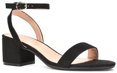 ESSEX GLAM Women's Low Block Heel Sandal Ladies Open Toe Strappy Ankle Strap Dress Shoes Size 3-8