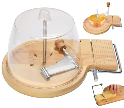 Cortador de queso y rizador de queso, afeitadora de madera de haya con ajustable, ideal para quesos duros y blandos y chocolate