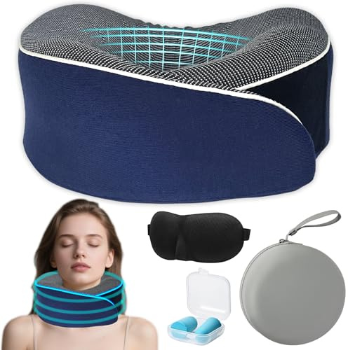 TZEKING Almohada de Viaje,Almohada de Avión,Soporte para El Cuello en Viajes,Cojin de Viaje Cuello,Descanso para El Cuello para Oficina Avión Tren Coche Viajando