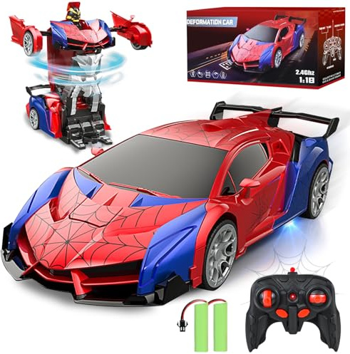 PATEMZON Voiture Télécommandée, Voiture Araignée Transformable avec 2 Batteries Rechargeables, 2.4GHz rc Drift pour Garçon Fille à Partir de 3+ Ans Jeux Extérieur Cadeau Anniversaire Noël