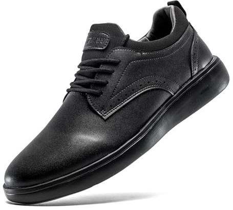 Men's Black Dress Sneakers Oxfords Shoes Business Wingtip Casual Walking Brogue Shoes All Black 8.5