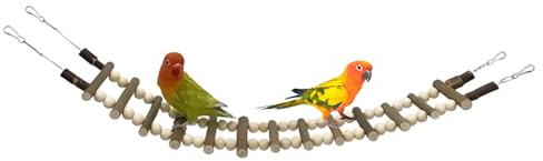 Escalera de Jaula de Aves | con Ganchos Percha De De Madera - Juguetes para Aves Trepadoras,destinado a Cacatúa, Hámster, Hurón, Agapornis, Guacamayos, Pinzones, Petauro