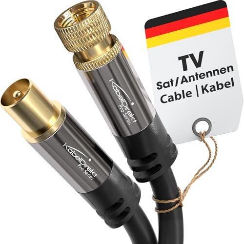 KabelDirekt – 1m Câble HDTV SAT/TV (75 ohms, connecteur F > connecteur coaxial, câble coaxial, TV, HDTV, radio, DVB-T2, DVB-C, DVB-S)