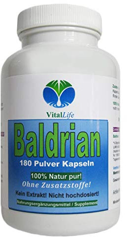 Baldrian 180 Pulver Kapseln NATUR PUR. NICHT hochdosiert KEIN Extrakt OHNE Zusatzstoffe OHNE Füllstoffe. 26400