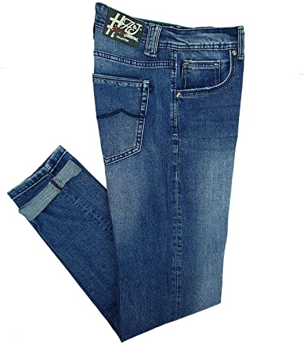 Alfio Collection Jeans da Uomo Elasticizzato Taglie Forti Chiaro 5 Tasche 60 62 64 66 (IT, Numero, 60, Regular, Regular, Denim)
