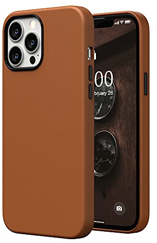 SURPHY für iPhone 13 Pro Max Leder Hülle, Kunstleder Handyhülle iPhone 13 Pro Max Case 6,1 Zoll, Dünne Protective Schutzhülle (mit Mikrofaserfutter), Braun
