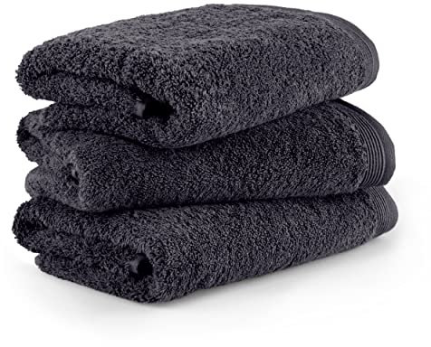 Möve Superwuschel Handtuch-Set, Made in Germany, 100% Baumwolle, Dark Grey, 3 Handtücher 50 x 100 cm
