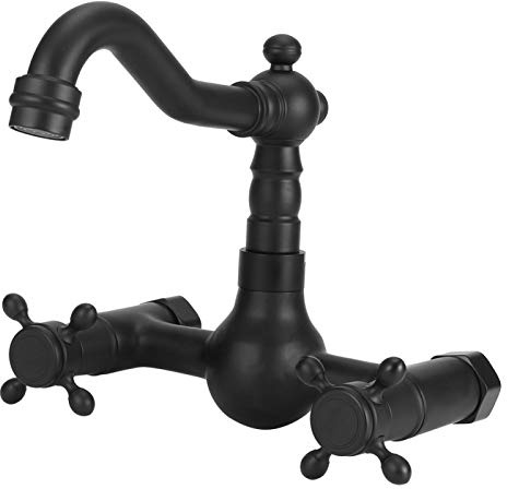 Rubinetto a Parete Rubinetto da Cucina In Rame Rubinetto per Vasca Rubinetto a Doppia Maniglia Miscelatore per Acqua Calda e Fredda Rubinetto Girevole a 360° per Cucina Bagno(2)