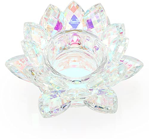 OwnMy Crystal Lotus Flower Tealight Holder Lotus Petal Votive Candle Holder