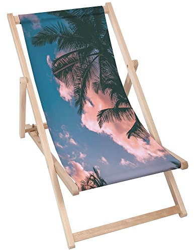 DreamRoots Liegestuhl Klappbar Holz aus Buchenholz, bis 130 kg belastbar, 3-Fach verstellbare Rückenlehne, waschbarer Polyesterbezug
